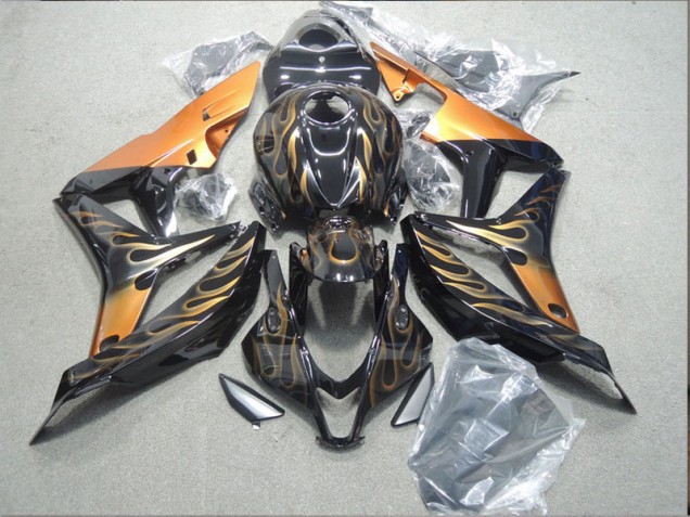 Honda CBR 1000 RR 2004-2005 Verkleidungen - Schwarz Gold Flamme