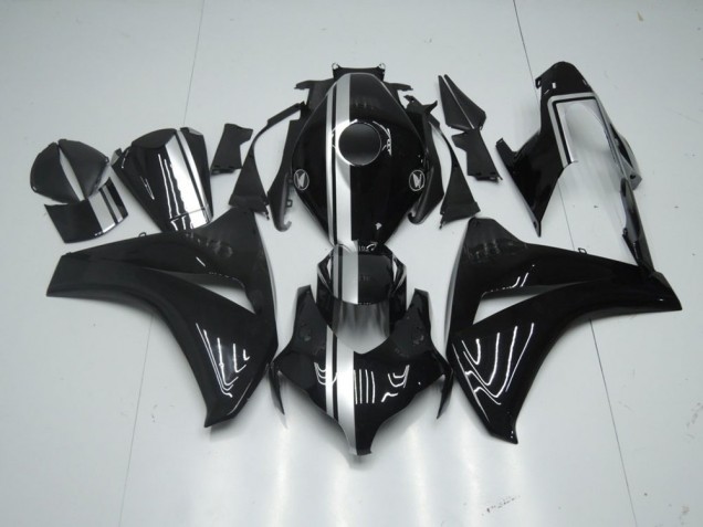 Honda CBR 1000 RR 2008-2011 Verkleidungen - Glänzend Schwarz mit silbernem Streifen