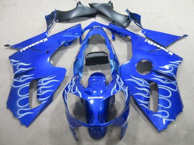 Kawasaki ZX12R 2002-2006 Verkleidungen - Blau Weiße Flamme