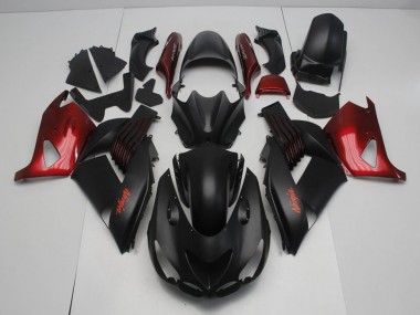 Kawasaki ZX14R ZZR 1400 2006-2011 Verkleidungen - Matt Schwarz und Rot